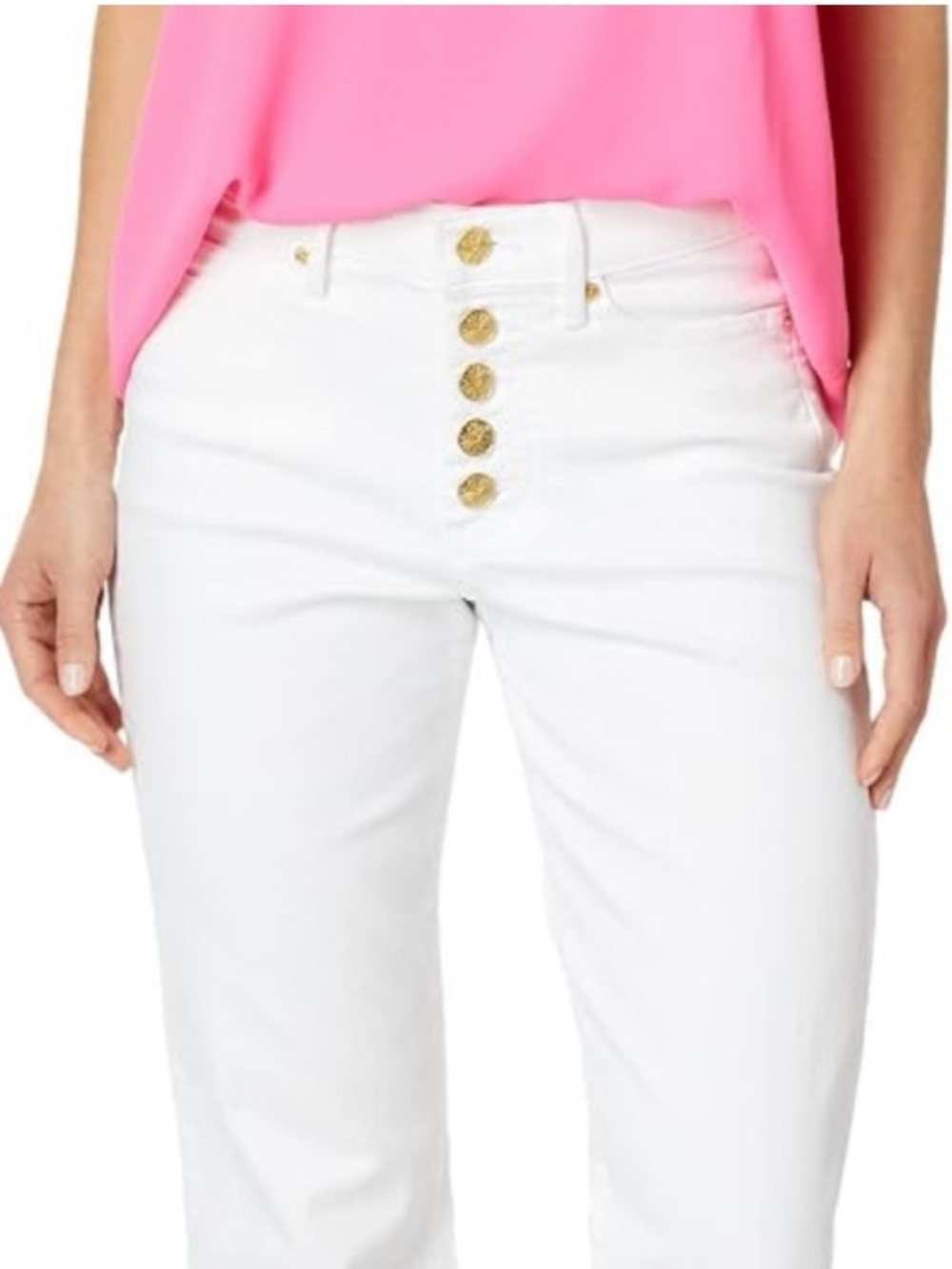 LILLY PULITZER, South Ocean High-Rise Button-Fly Jeans, Resort White, Sz 6, NWT